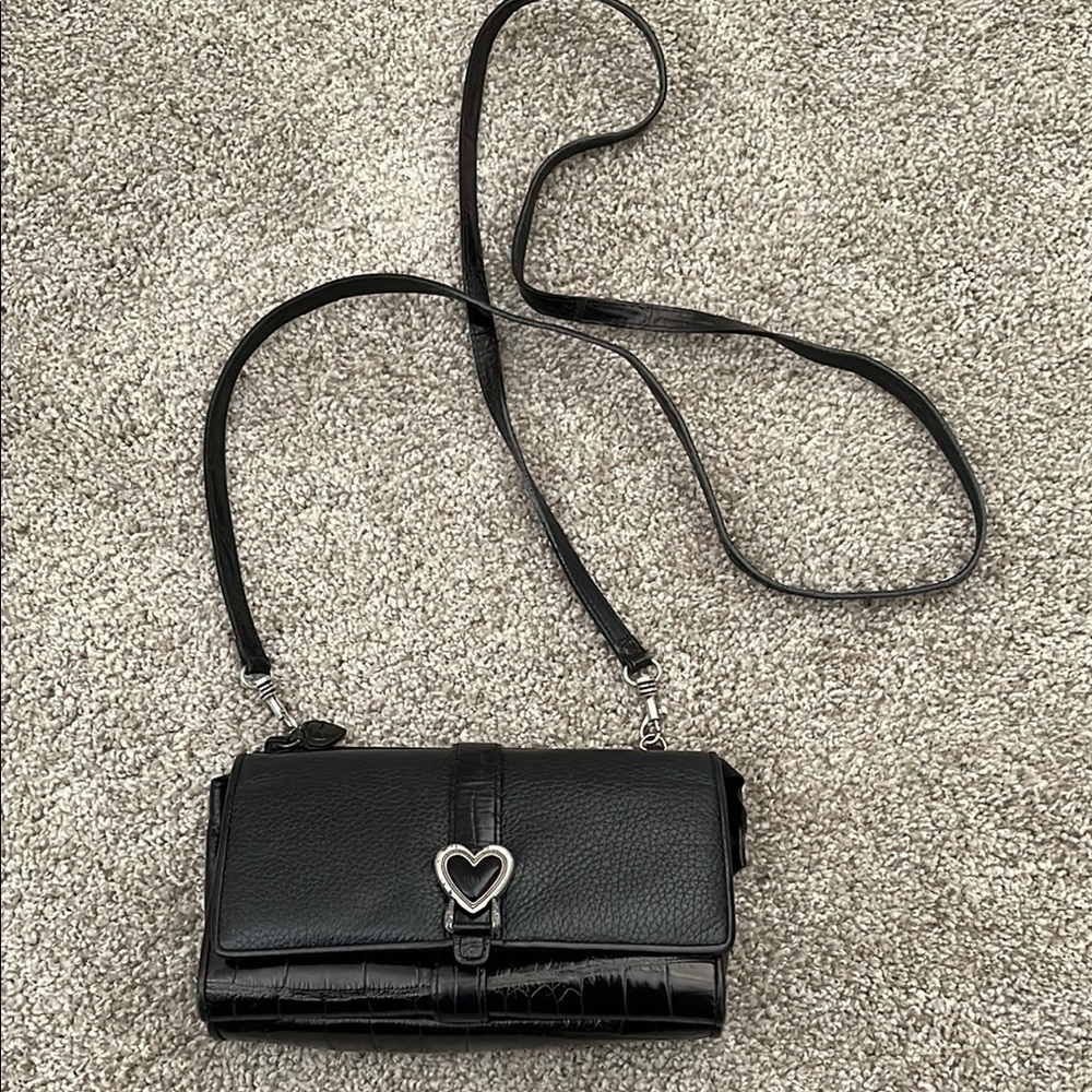 Brighton Black Crossbody Bag with Heart Clasp